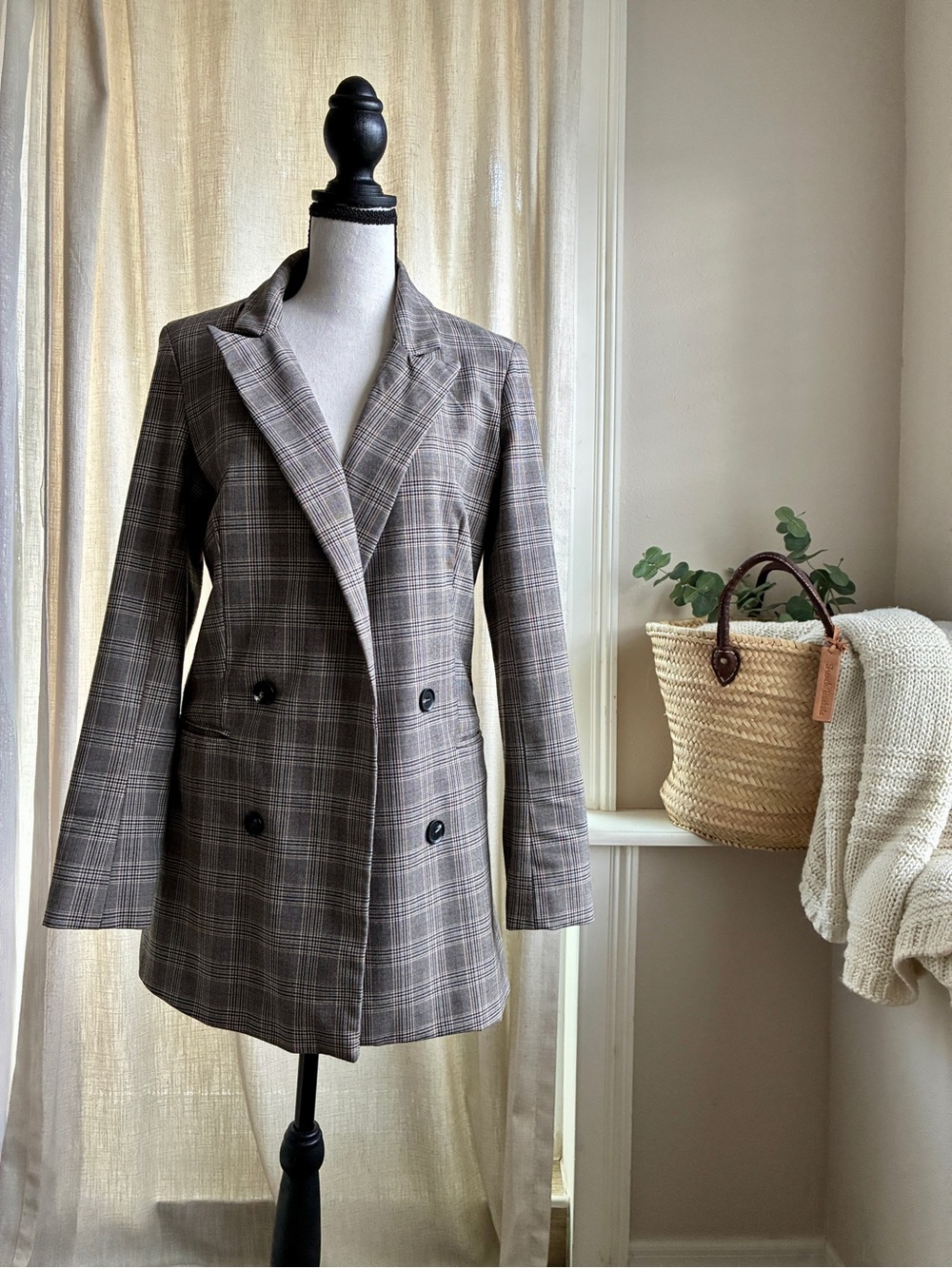 Plaid Double Breasted Blazer